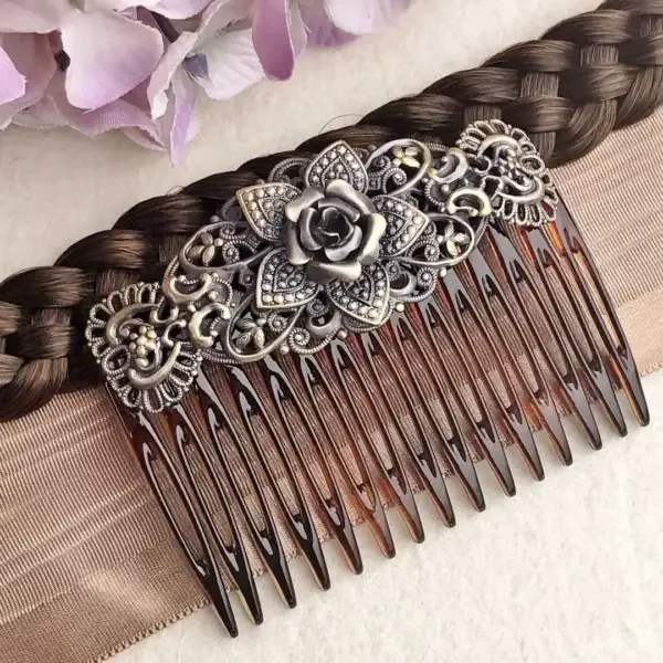 Trachten-Haarkamm mit Rose bronze No. 10 - Bild 1 - Chiemgauer Heimatwerk Trachten-Onlineshop