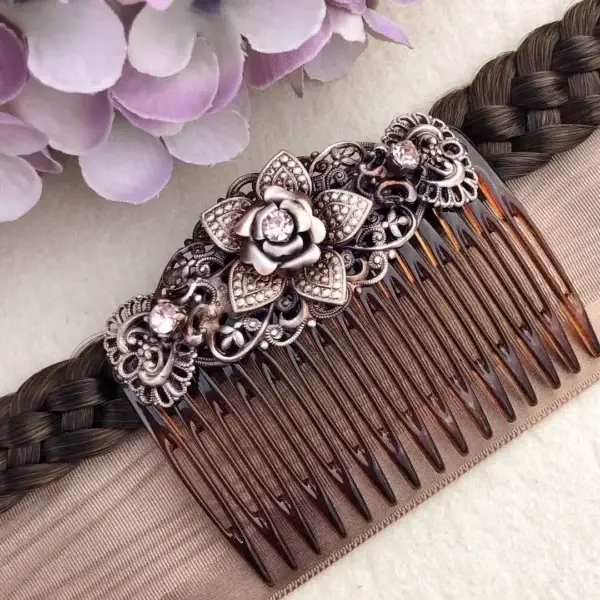 Trachten-Haarkamm mit Swarovski bronze-rosé - Bild 1 - Chiemgauer Heimatwerk Trachten-Onlineshop