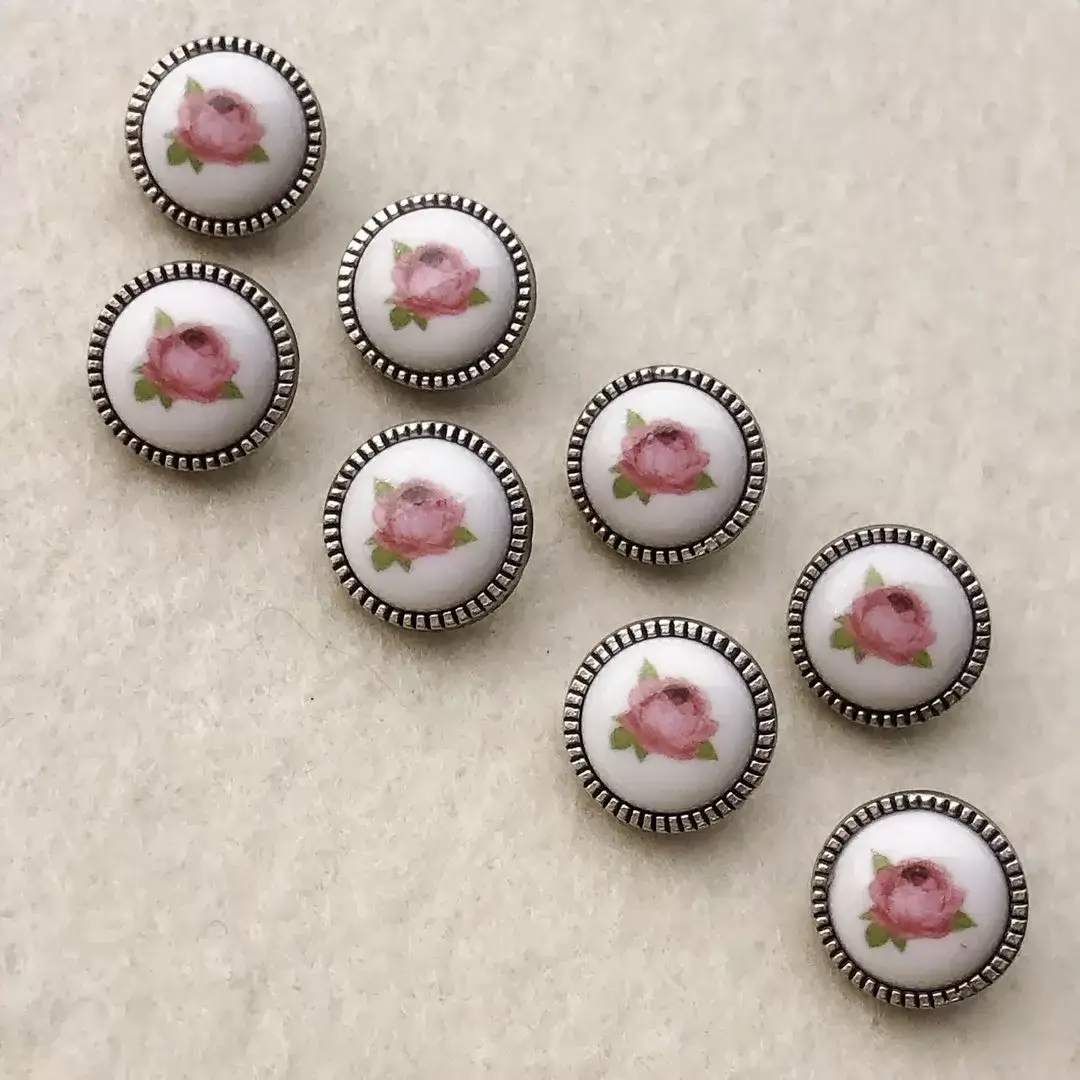 Trachtenknopf aus Porzellan Rose rosa No. 4 - Bild 1 - Chiemgauer Heimatwerk Trachten-Onlineshop