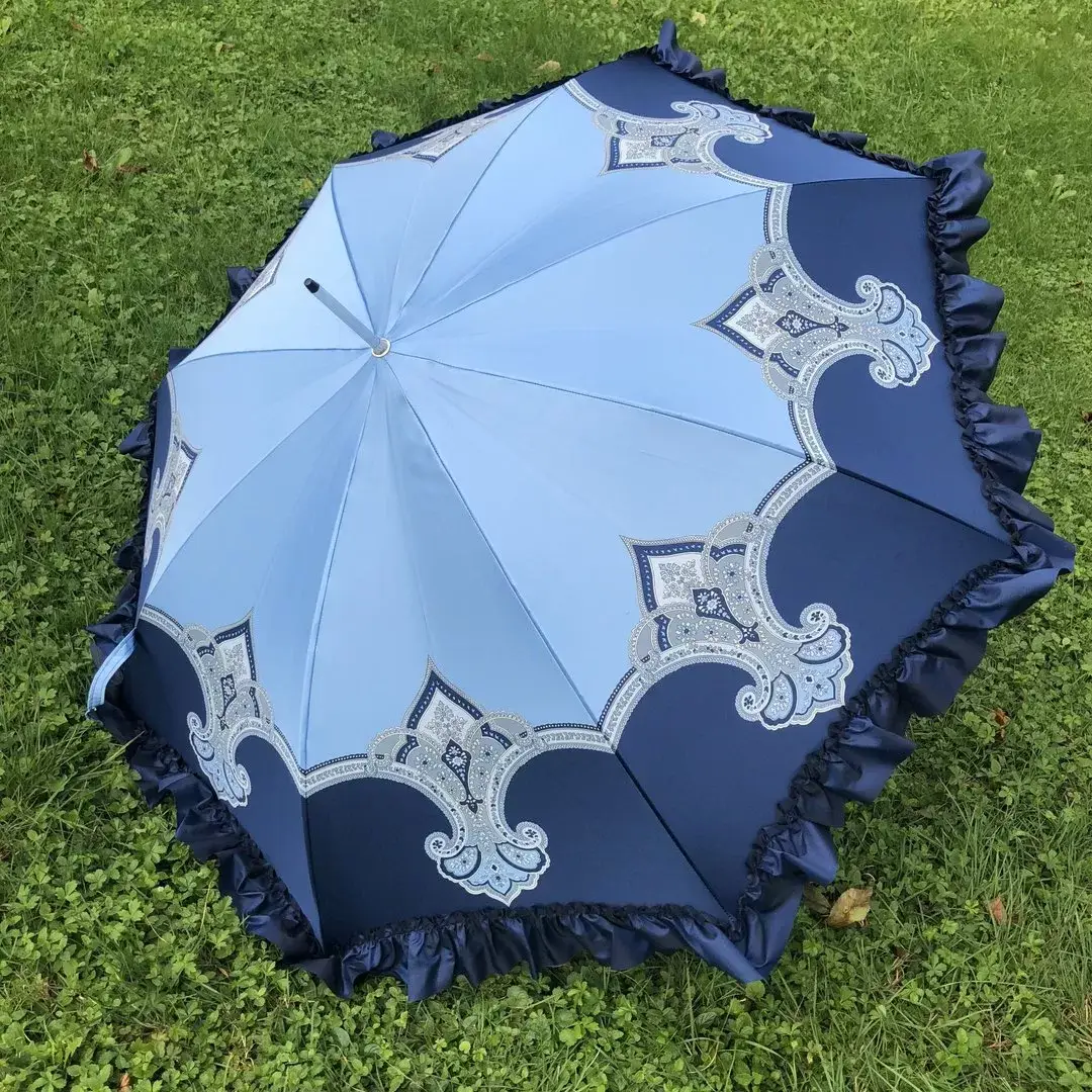 Trachtenschirm aus blauem Satin – Bild 1 – Chiemgauer Heimatwerk Trachten-Onlineshop Trachtenschirm aus blauem Satin - Bild 1 - Chiemgauer Heimatwerk Trachten-Onlineshop