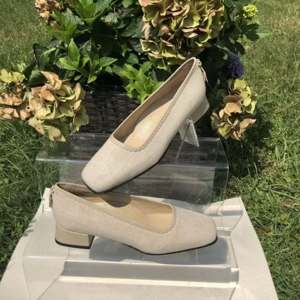 Trachtenschuhe Damen aus Leder und Leinen natur – Bild 1 – Chiemgauer Heimatwerk Trachten-Onlineshop Trachtenschuhe Damen aus Leder und Leinen natur - Bild 1 - Chiemgauer Heimatwerk Trachten-Onlineshop