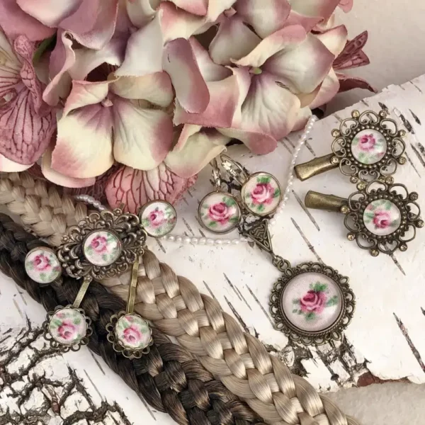 Handgefertigte Trachtenschmuck-Set antik-bronze im Onlineshop Chiemgauer Heimatwerk