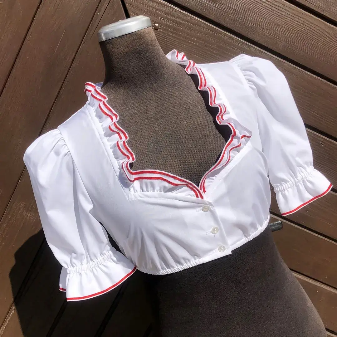 Waldorff Dirndlbluse kurzarm mit Satinband rot – Bild 2 – Chiemgauer Heimatwerk Trachten-Onlineshop Waldorff Dirndlbluse kurzarm mit Satinband rot - Bild 2 - Chiemgauer Heimatwerk Trachten-Onlineshop